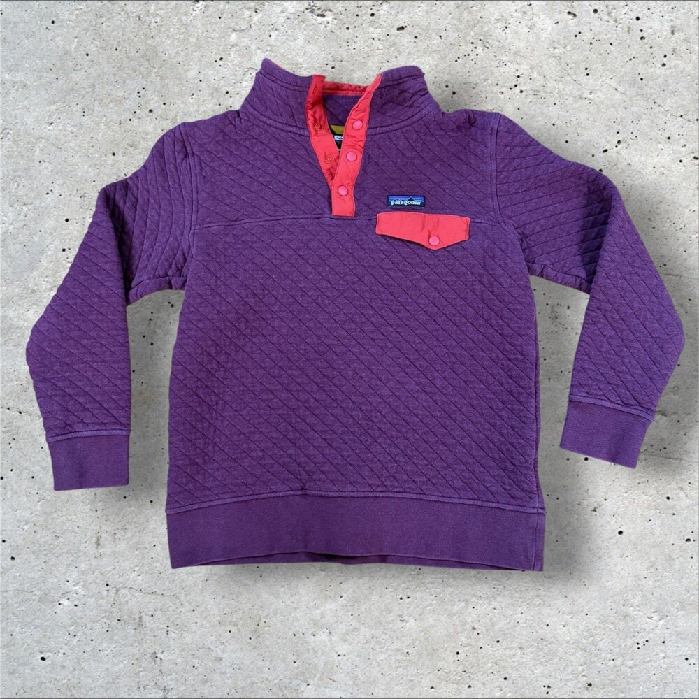 Patagonia Womens Organic Cotton Quilt Snap-T Pullover Sweater Burgundy Size S